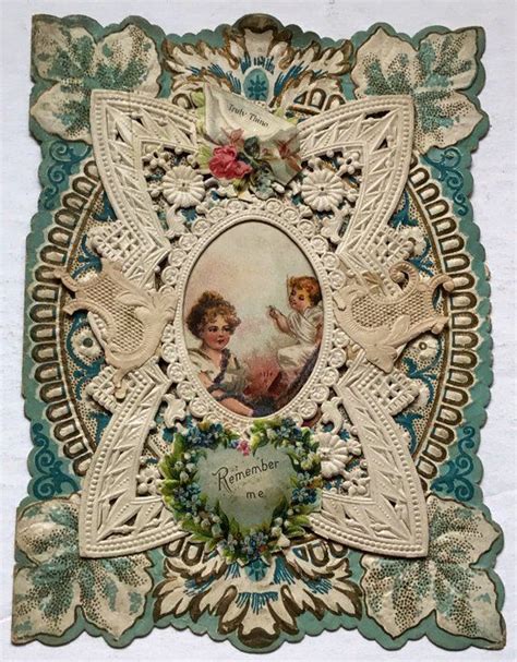 Antique Victorian Die Cut Remember Me Greeting Card Cute Etsy