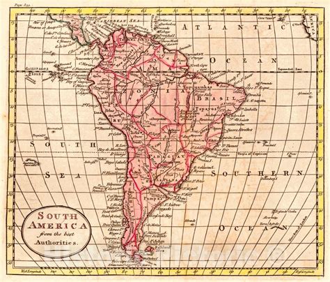 Historic Map 1790 South America From The Best Authorities Vintage