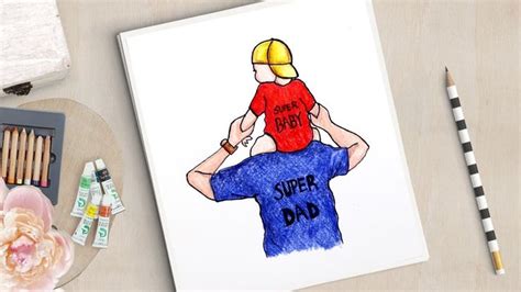 Fathers Day Drawing How To Draw Father And Son Fathers Day