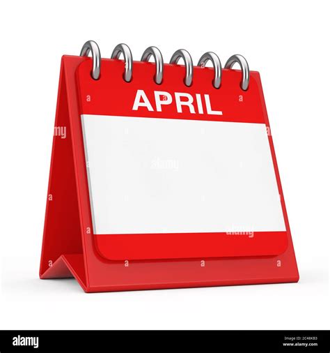 Red Desktop Calendar Icon Showing A April Month Page On A White