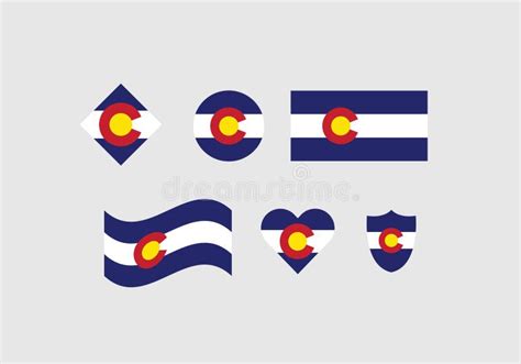 Colorado Flag Symbol Emblem State Set Collection Stock Vector