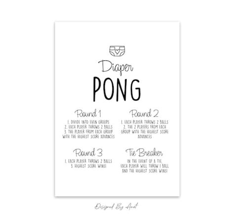 Diaper Pong Baby Shower Game Table Sign Simple Black And Etsy België