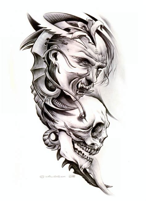 Demon Tattoo Design Sleeve Tattoos Joker Tattoo Design Scary Tattoos