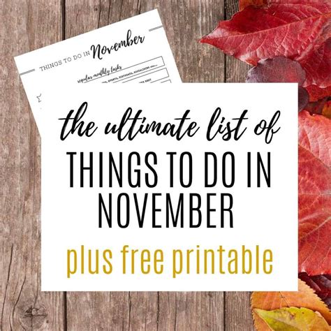 Ultimate List Of Things To Do In November Free Printable Artofit
