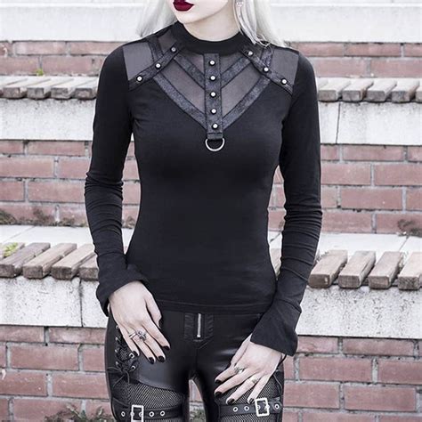 Gothic Top Long Sleeved With Studded Strapping See More At Gothicltd