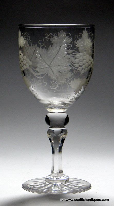 19th Century Victorian Engraved Wine Glass Victorian Wine Glasses Glass Wine Glass