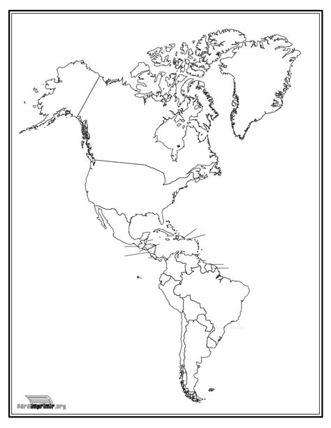 Mapa De América Con División Política Sin Nombres Para Imprimir