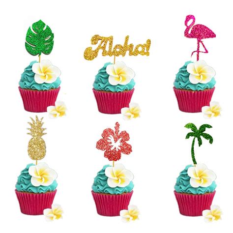 buy jevenis tropical cupcake toppers aloha cupcake toppers flamingo cupcake toppers hawaiian