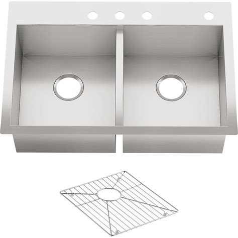 Kohler kitchen sinks come in a variety of styles, designs and materials. KOHLER Vault Drop-In/Dualmount Stainless Steel 33 in. 4 ...