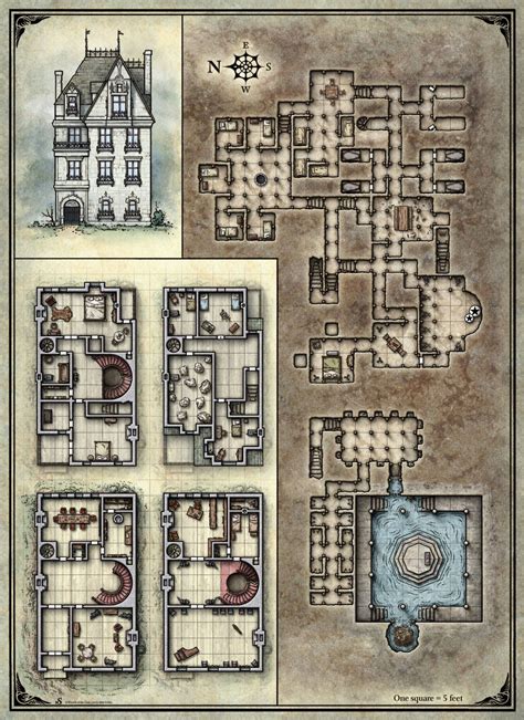 Two Story House Dnd House Map Draw Level