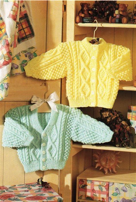 Baby Childrens Aran Cardigans Baby Aran Knitting Pattern Pdf Etsy Uk