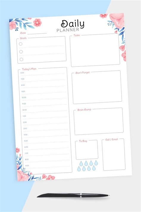 Cute Daily Schedule Template Daily Planner Printable Day Planner