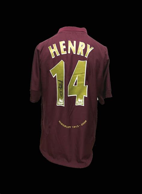 Thierry Henry Signed Arsenal 14 Redcurrant Shirt All Star Signings