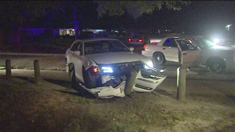 Driver Of Stolen Car Leads Police On Chase Crashes Into Pole But