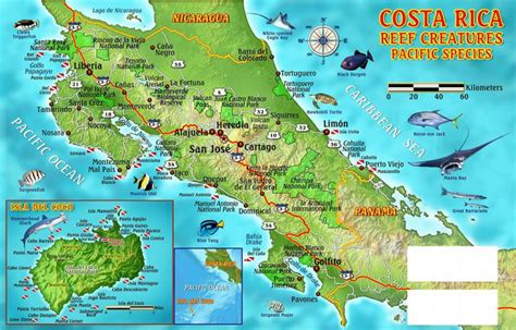 Large Detailed Dive Map Of Costa Rica Currently Wearing