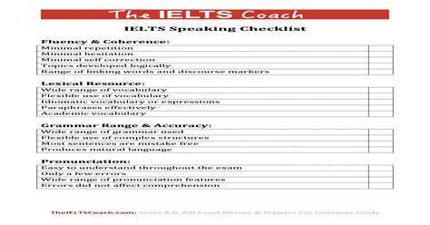 Pdf Ielts Speaking Checklist The Ielts