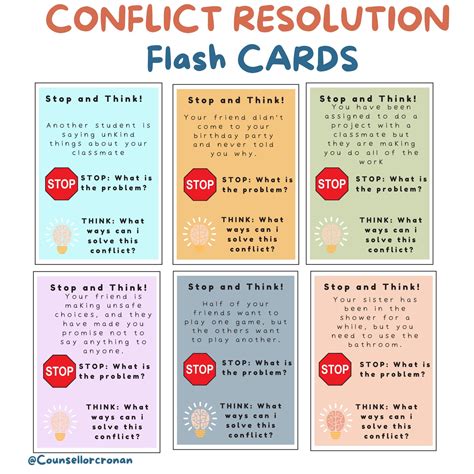 Conflict Resolution Flashcards For Kids Social Skill Etsy Australia