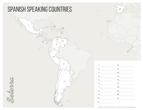 Printable Spanish Speaking Countries Map Quiz Pdf Spanish Games