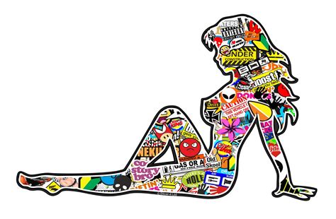 Retro Sexy Pin Up Pinup Girl With Multi Colour Jdm Drift Style Sticker