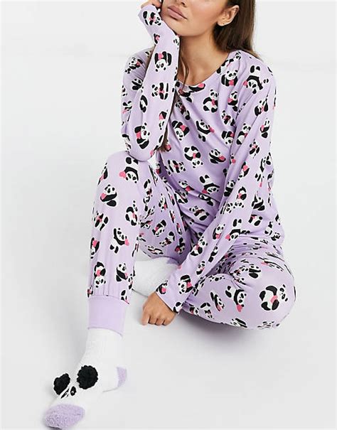 Chelsea Peers Panda Sleepover Pyjamaset Met Pandas Asos