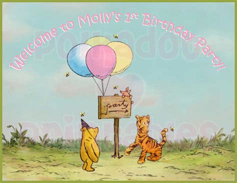 Classic Winnie The Pooh Party Door Sign Digital Printable Etsy