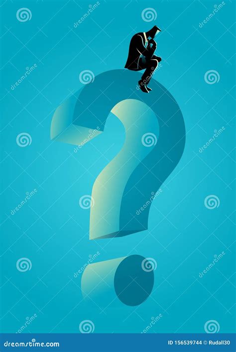 Man Sitting On Big Question Mark Symbol Stock Vector Illustration Of