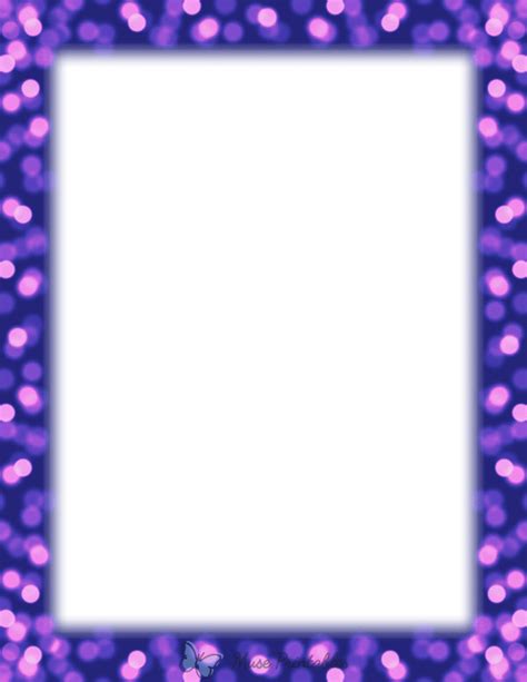 Printable Purple Bokeh Page Border