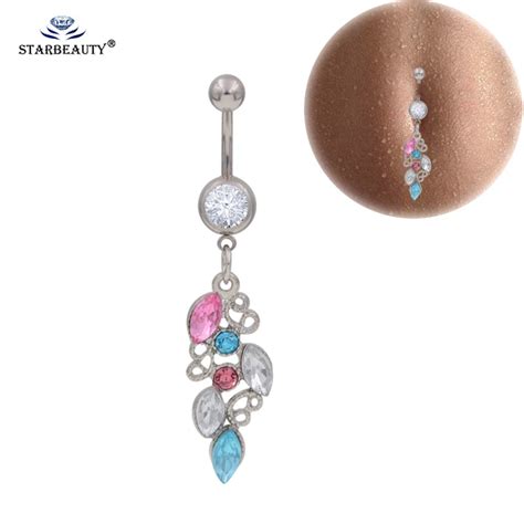 Colorful Crystal Flower Navel Piercing Nombril Boutique Belly Button Rings Summer Belly