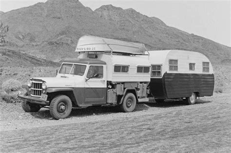 50s Willys Pick Up With Caravan And Camper Shell Vintage Travel