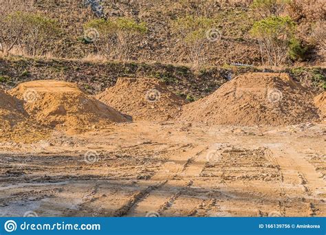 Mounds Of Dirt At Construction Site Stock Photo Image Of Excavation