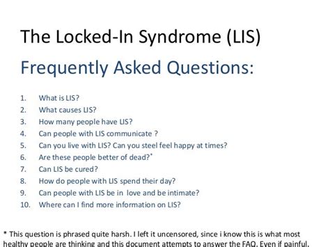 Frequently Asked Questions About The Locked In Syndrome