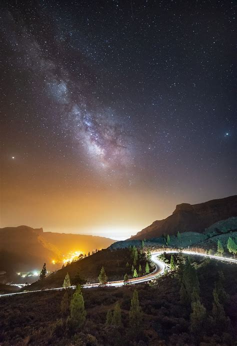 Hd Wallpaper Milky Way Mountains Starry Sky Landscape Galaxy