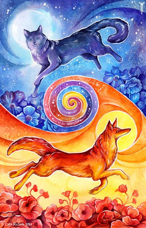 Sun Fox Moon Cat By Trollgirl On Deviantart