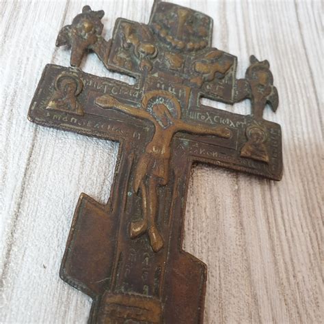 Bronze Old Cross Orthodox Crucifix 19th Century Etsy