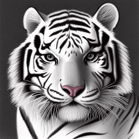 Dessin R Aliste De Tigre Blanc Creative Fabrica