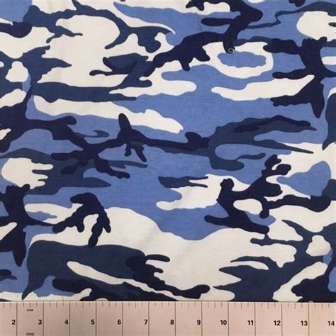 Blue Camouflage Stretch Cotton Knits Fabric In Houston International