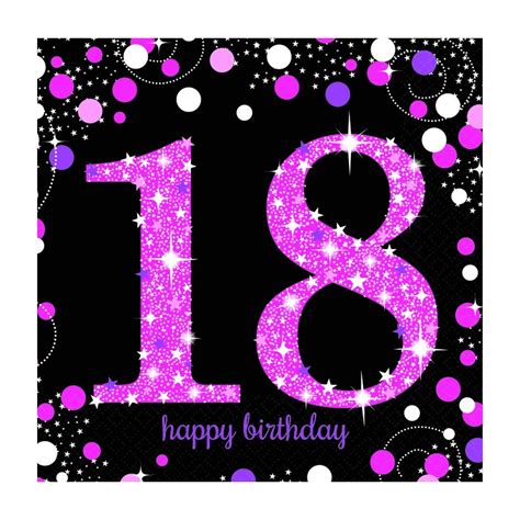 Sparkling Celebration Happy 18th Birthday Lunch Napkins 16 Pack Pink