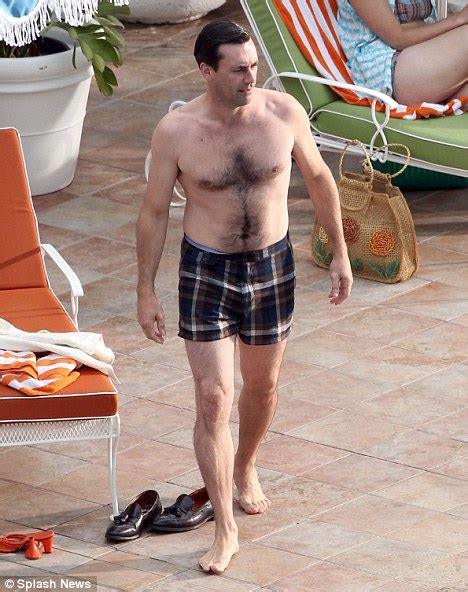 mad men star gets wet and wild jon hamm shows off his sexy body in pool scene daily mail online