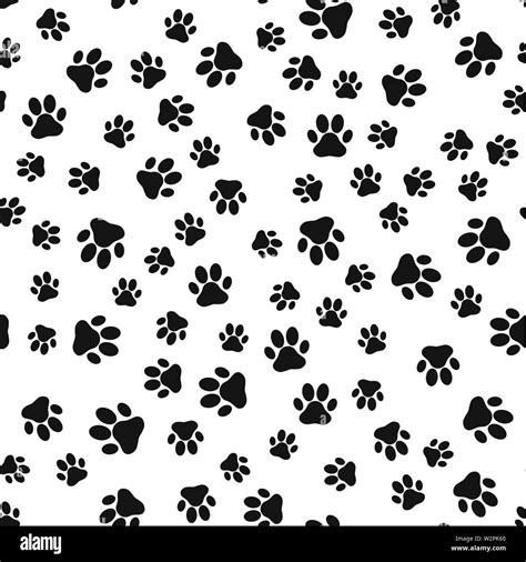 Dog Paw Print Pattern Seamless On White Background Stock Vector Image