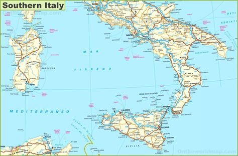 Southern Italy Map In Detail Road Map Of Southern Italy Southern