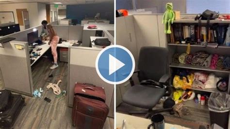 Man Moves Into Office Cubicle Says He Cant Afford Rent Due To Low Income Watch