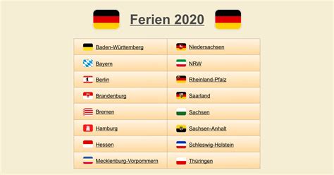 Ferien 2020 Termine And Übersicht