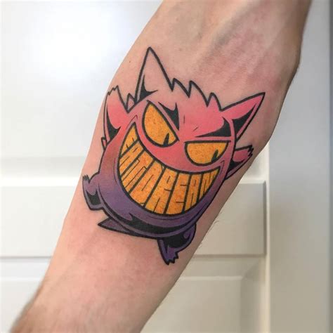 Gengar Pokémon Tattoo On The Right Inner Forearm