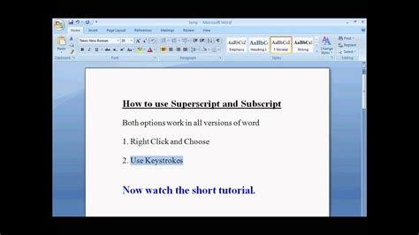 How To Superscript And Subscript In Word Simple Youtube