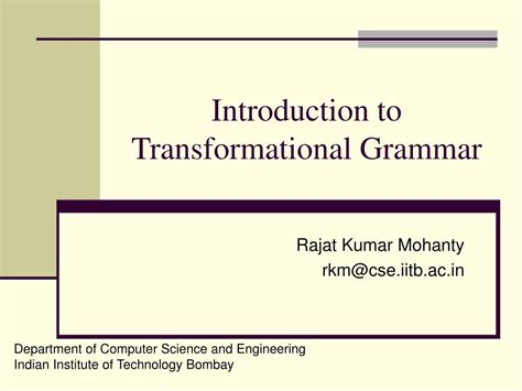 Ppt Introduction To Transformational Grammar Powerpoint Presentation