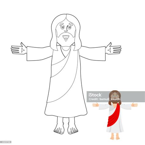 Jesus Coloring Book Jesus Christ Drawing For Children Linear B Stock