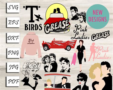 Bundle Grease Svg Pink Ladies Png For Cricut T Birds Vector Etsy