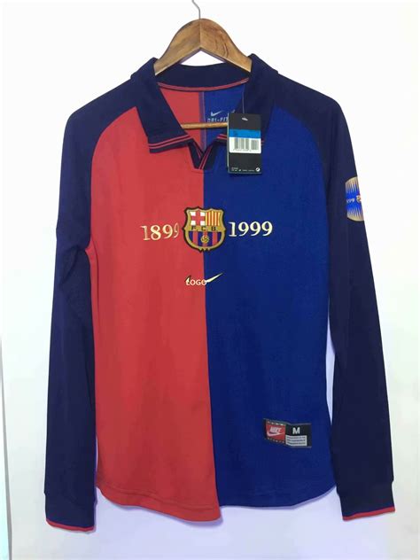 Adult 1899 1999 Barcelona Retro 100 Years Long Sleeve Soccer Jersey