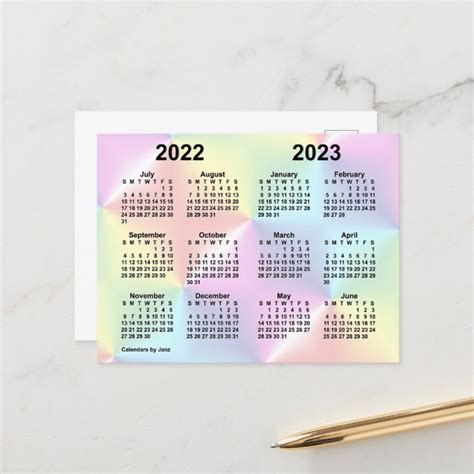 2022 2023 Satin Rainbow School Calendar By Janz Postcard Zazzle