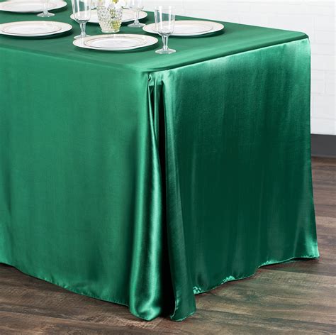 90 X 156 Inch Rectangular Satin Tablecloth Emerald Green At Cv Linens